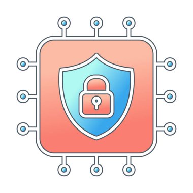 Basit Cpu simgesi, vektör illüstrasyonu