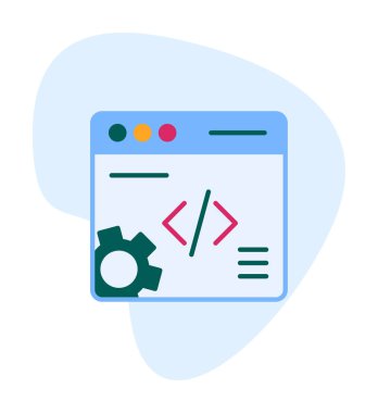 Düz biçimde web geliştirme simgesi. yazılım ve web sitesi sembolleri                           