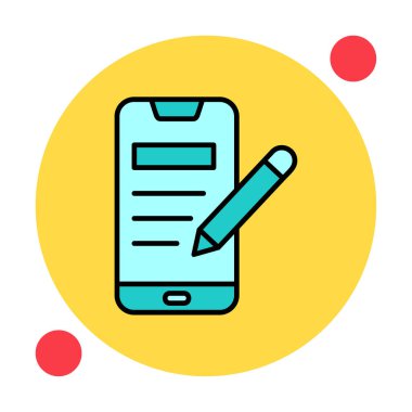 Beyaz arkaplanda not defteri simgesi olan akıllı telefon 