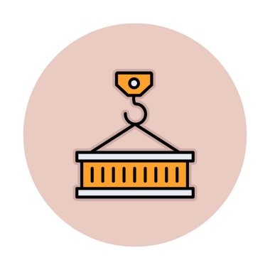 Girder ağ simgesi. Yapı konsepti, vinç kancası, çelik kiriş, vektör çizimi