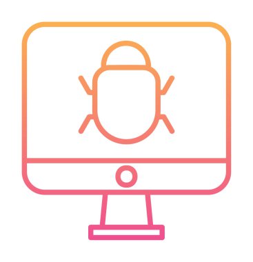 Bilgisayar monitöründe anti virüs. Web simgesi basit tasarım