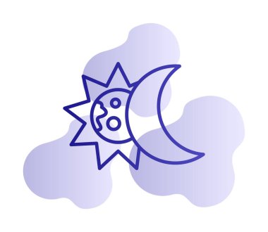 Katı ay ve güneş ikonu. Tutulma, vektör illüstrasyon tasarımı