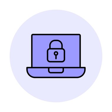 Dizüstü bilgisayar ekranına kilitle. Güvenlik kavramı vektör illüstrasyonu