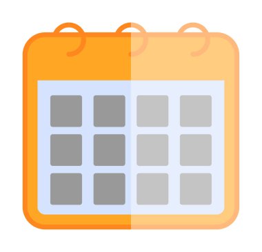 Takvim düzlüğü simgesi, vektör illüstrasyonu 