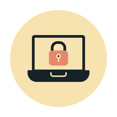 Dizüstü bilgisayar ekranına kilitle. Güvenlik kavramı vektör illüstrasyonu