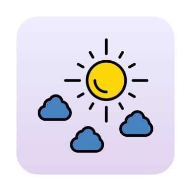 Güneş bulutların simge vektör çizim ile                        