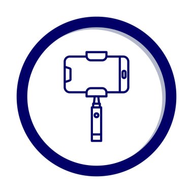 Akıllı telefon web simgesi, vektör illüstrasyonlu selfie çubuğu 