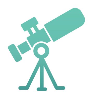 Teleskop düz simgesi. Eğitim ve astronomi elementi, dürbün ve araştırma yıldızları vektör grafikleri