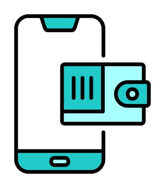 m-cüzdan vektör çizim tasarım ile Smartphone aygıtı