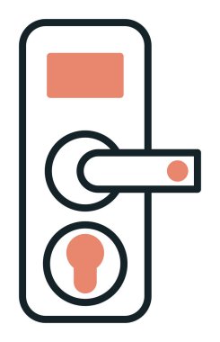 Kapı kolu ve anahtar deliği simgesi, vektör illüstrasyonu 