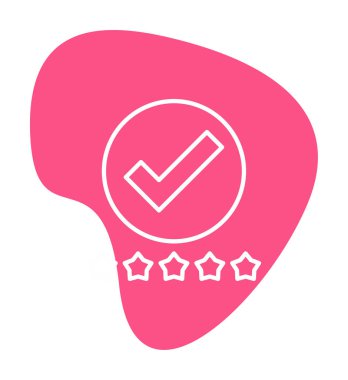 işaretleme işareti ve beş yıldız simgesi, vektör illüstrasyonu