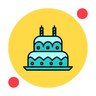 Mumlu doğum günü pastası. Web simgesi vektör illüstrasyonu