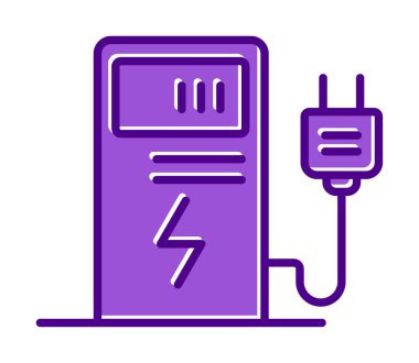 Elektrik Şarj İstasyonu ikon vektör çizimi