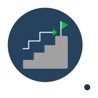 Hedef başarı vektör simgesi. Merdivenler ve bayrak illüstrasyon sembolü.  