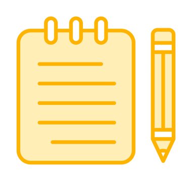 Basit not defteri simgesi, vektör illüstrasyonu