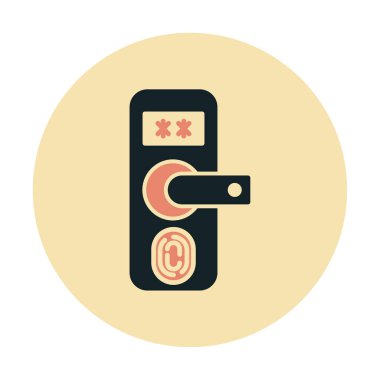 Parmak izi Kapı Koruma Simgesi Vektör İllüstrasyonu