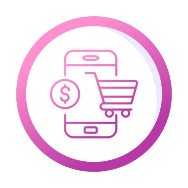 Mobil Online Alışveriş simgesi. Vektör illüstrasyonu