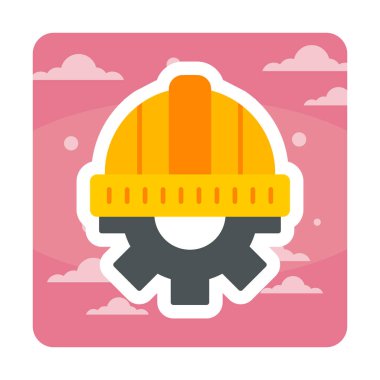 Cogwheel ikon vektör illüstrasyon tasarımlı kask               