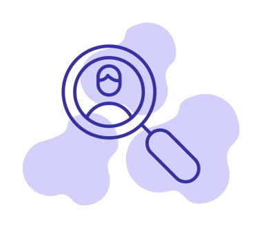 Arama insanları konsepti, büyütme cam ikon çizimi