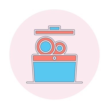 Bulaşık makinesi düz simgesi. Vektör çizim