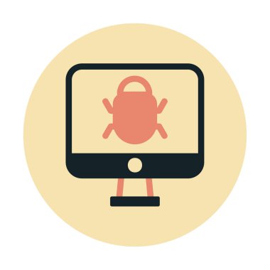 Bilgisayar monitöründe anti virüs. Web simgesi basit tasarım