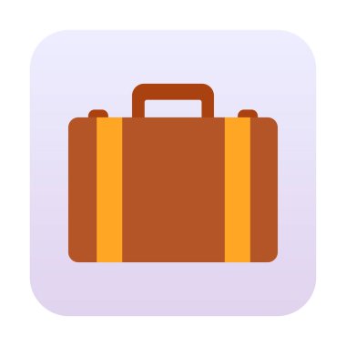 Evrak çantası vektör düz simgesi. İş durumu simgesi, bavul emojisi, vektör illüstrasyonu