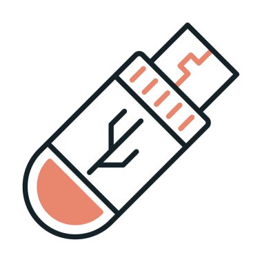 USB simge vektörü. Flash disk simgesi arkaplanda izole edildi.