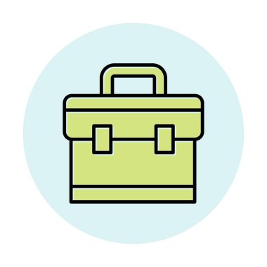 Evrak çantası vektör düz simgesi. İş durumu simgesi, bavul emojisi, vektör illüstrasyonu