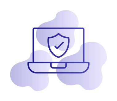 Güvenli dizüstü bilgisayar ikonu vektör çizimi