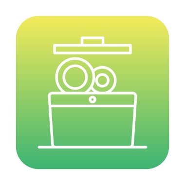 Bulaşık makinesi düz simgesi. Vektör çizim