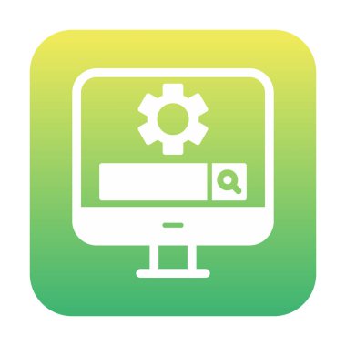 Beyaz arkaplanda Bilgisayar Arama Motoru vektör çizimi