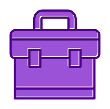 Evrak çantası vektör düz simgesi. İş durumu simgesi, bavul emojisi, vektör illüstrasyonu