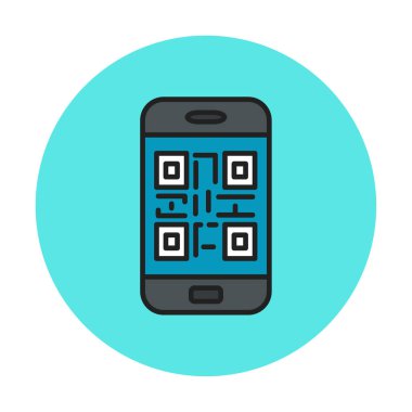 Akıllı telefon ekranındaki qr kodu beyaz arkaplanda izole edilmiş