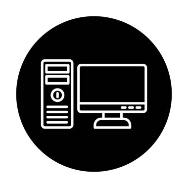 masaüstü bilgisayar simgesi tasarımı, düz işaret, vektör ve illüstrasyon