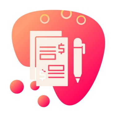 Kalem ikonlu kağıt. Ödenmiş Makaleler konsepti, vektör illüstrasyonu