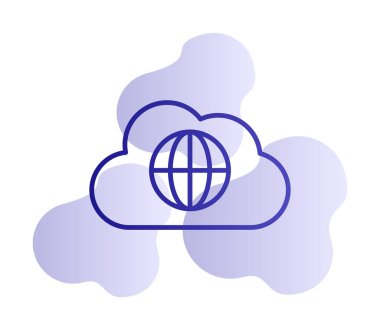 Dünya Bulutu web servisi. Bulut Hesaplama Simgesi. Basit kabartma biçimi.
