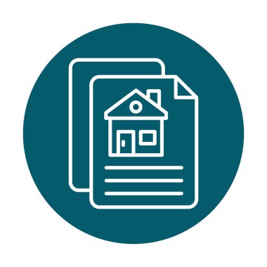 Kağıtların ve ev simgesinin vektör çizimi. İnşaat Sözleşmesi                         