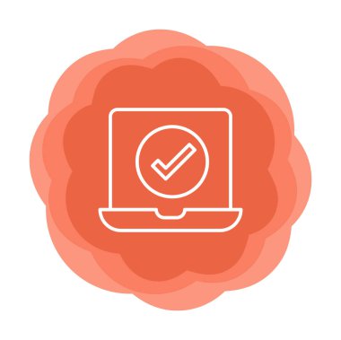 Dizüstü bilgisayardaki işaret simgesini kontrol et, vektör illüstrasyonuName 