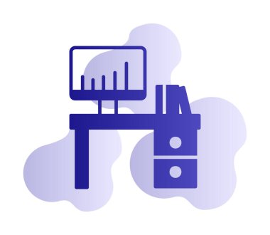 Ofis Masası simgesi. Basit resimleme