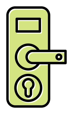 Kapı kolu ve anahtar deliği simgesi, vektör illüstrasyonu 