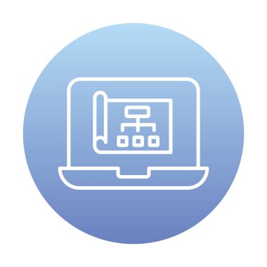 Dizüstü bilgisayar ekranındaki proje web simgesi, vektör illüstrasyonu