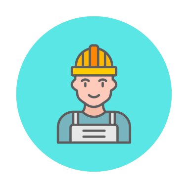 Kask simgesi olan işçiler, vektör illüstrasyonu 