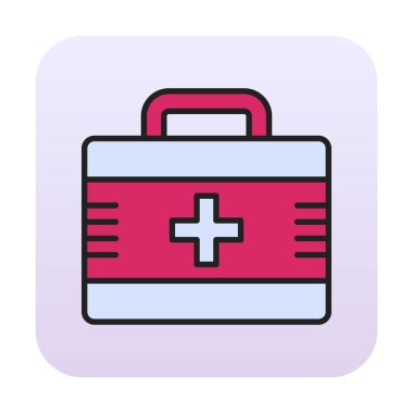 İlk yardım çantası simgesi. Acil durumlar için tıbbi ekipman