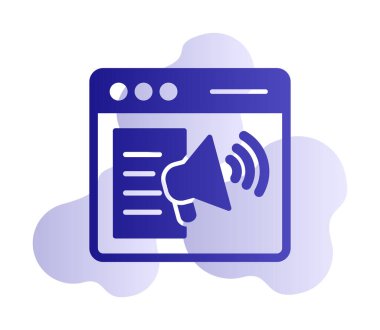 Webpage Çevrimiçi Pazarlama. Contour sembolü. Vektör izole çizimi.