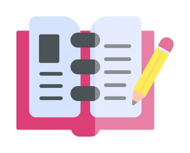 açık kitap ve kalem simgesi, vektör illüstrasyonu 