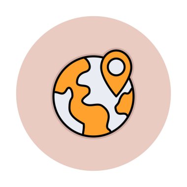 Basit Globe Konum simgesi, vektör illüstrasyonu