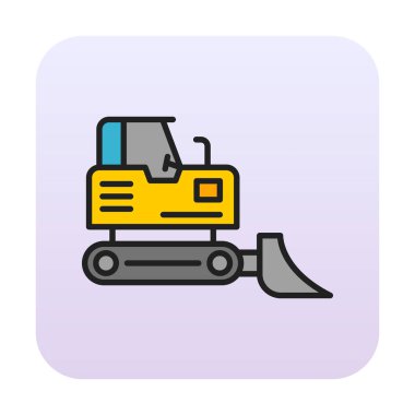 Buldozer simgesi vektör logosu illüstrasyonu