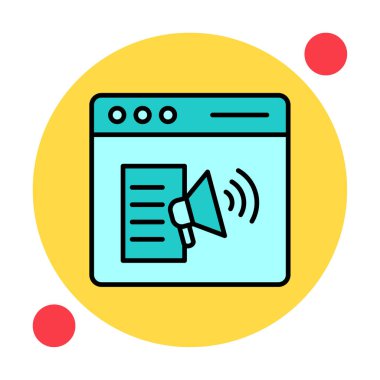 Webpage Çevrimiçi Pazarlama. Contour sembolü. Vektör izole çizimi.