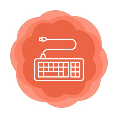 Kablolu klavye simgesinin basit web çizimi