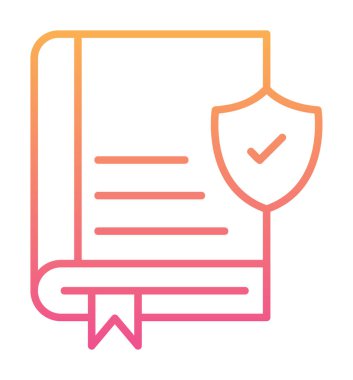 Kitap ve güvenlik kalkanı. Web simgesi basit illüstrasyon 